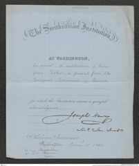 Nachlass Franz Steindachner, Empfangsbestätigung von Joseph Henry an Franz Steindachner (12.06.1866), Inv.Nr. 215.01, Seite 1